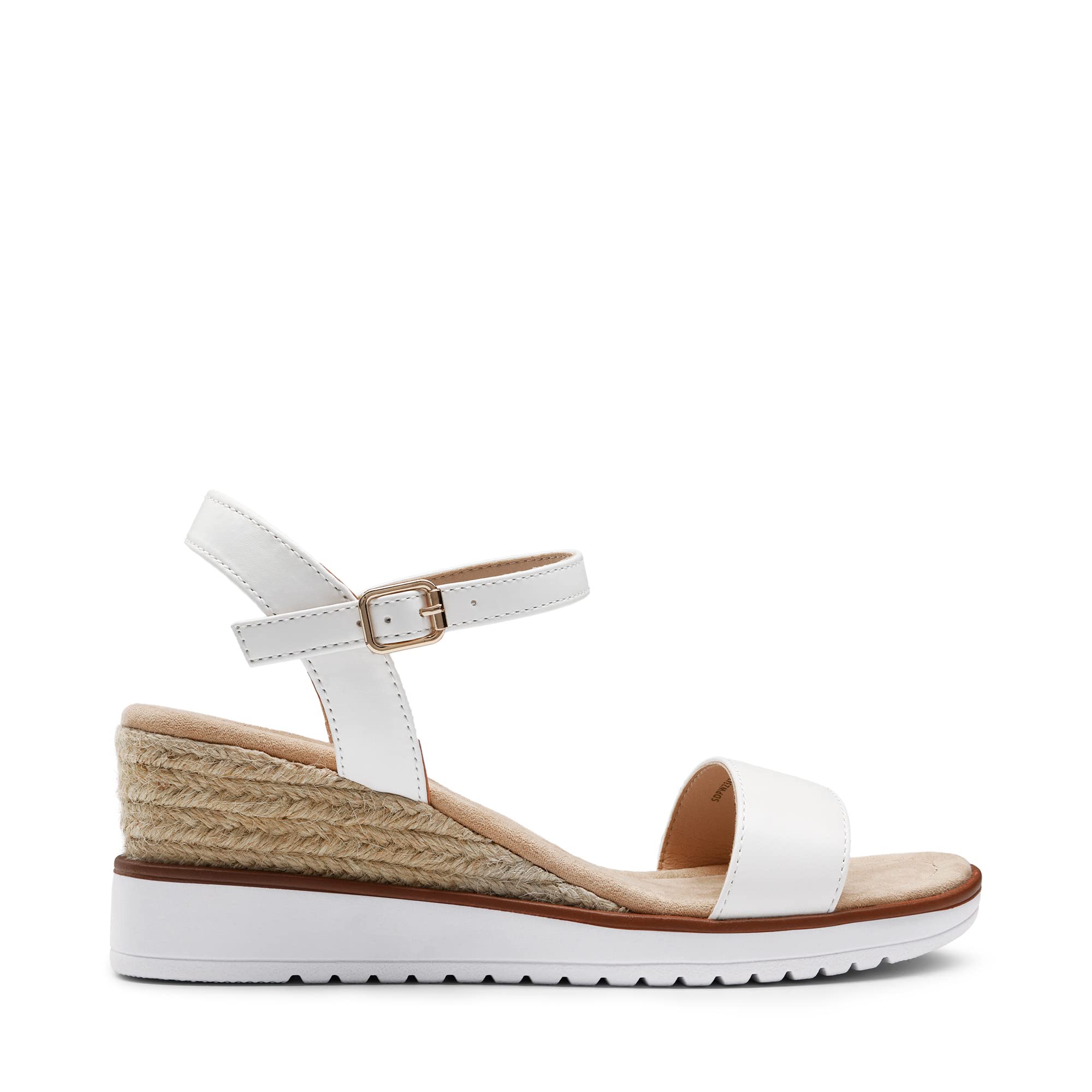 DREAM PAIRS Sandalia de Vestir Cómodo para Mujer con Tacón Cuña Zapatos de Tacón Clásicos de Punta Redonda con Hebillas y Tiras Verano SDPW2342W-E