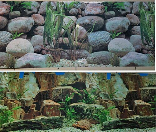 Karen Low 19 Inch Height Double Sided Aquarium Background Decorations Rocks and Stones (60"(L) x 19" (H))