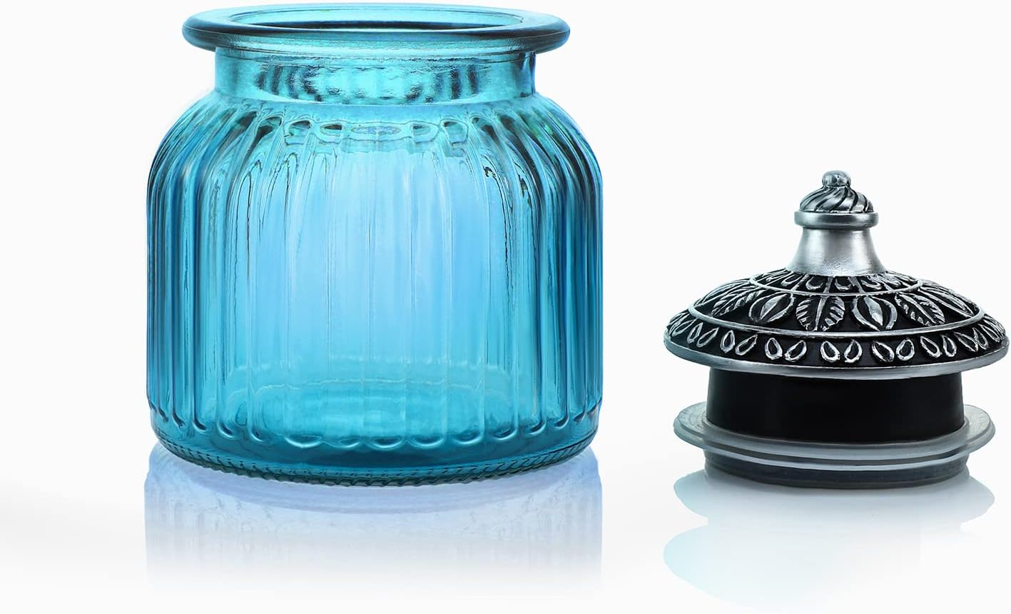 SOCOSY Vintage Crystal Glass Candy Jar with Lid Food Jar Nut Jar Jewelry Box Wedding Candy Buffet Jars Kitchen Storage Assorted Color 24 oz image 2