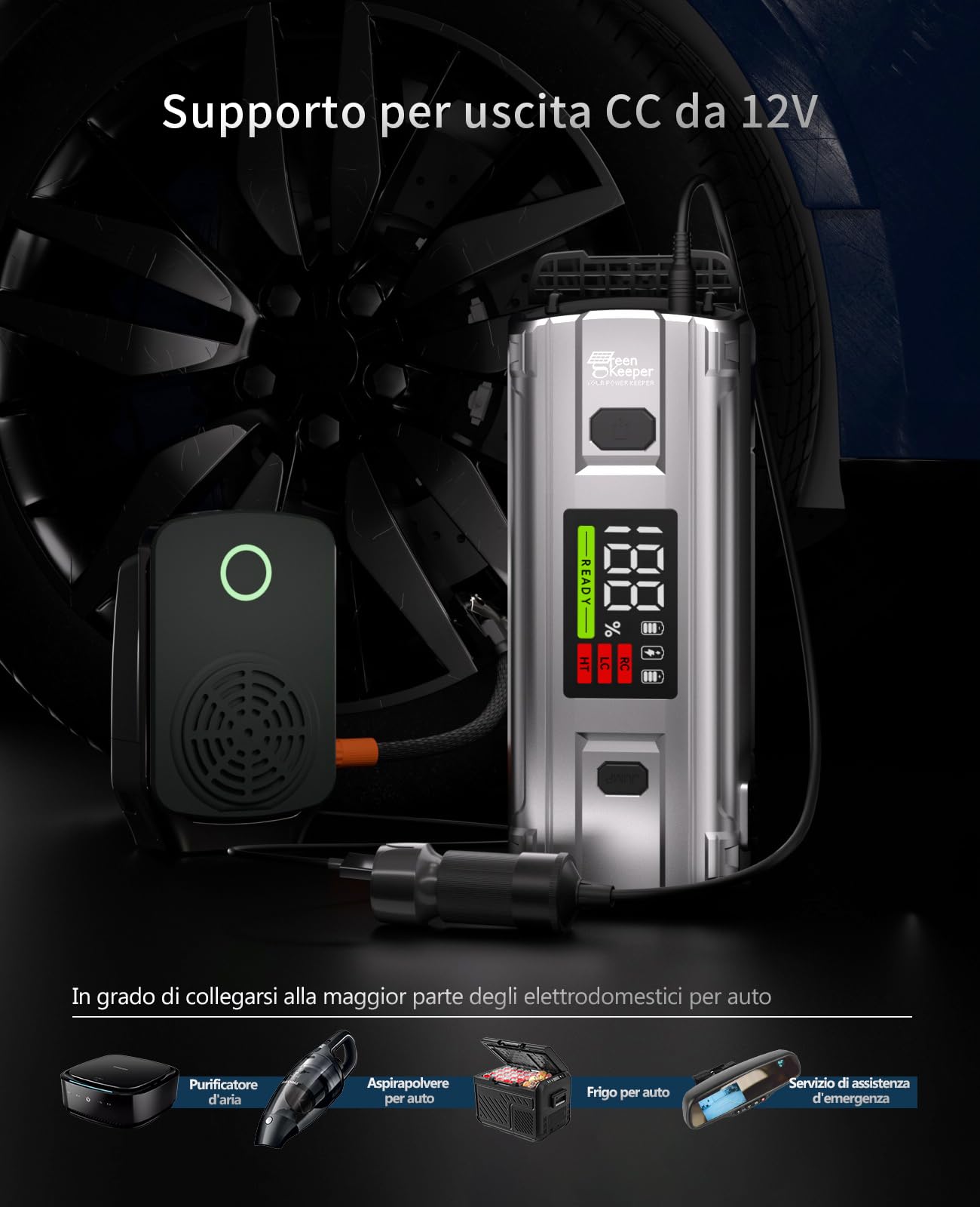 Booster Batteria Auto 3000A 12V - Avviamento Forzato 0V, Ricarica PD65W, Luce LED, Borsa - Foto 7