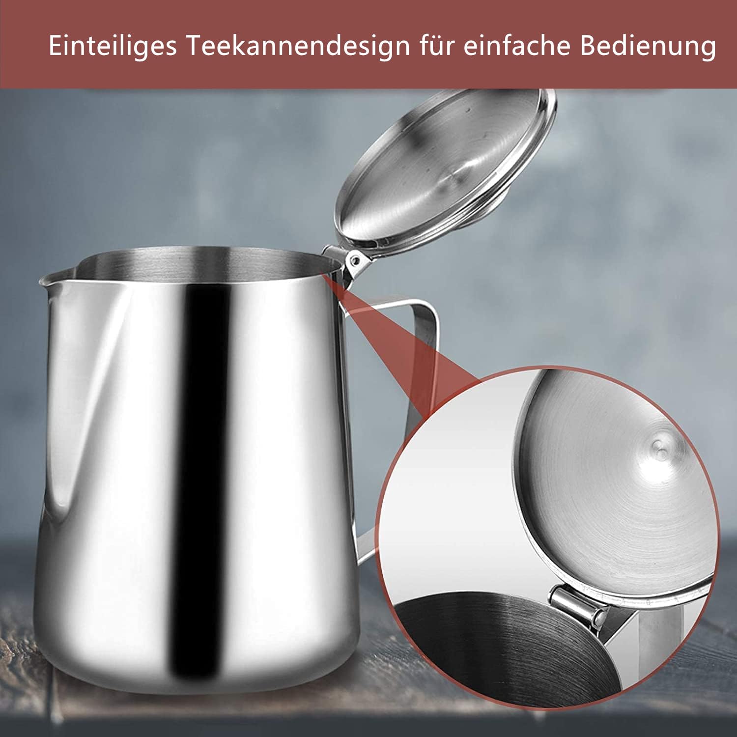 LATRAT Coffee Barista Milchkännchen Edelstahl, Perfekt für die Herstellung von Milchschaum Universalkanne, Milch Aufschäumen für Cappuccino und Latté, Silber 350 ml