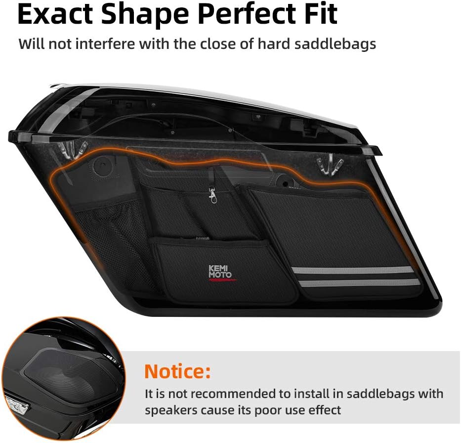 Street Glide Saddlebag Organizers, 2 Pack for 2014-2018 2019 2020 Road King Road Glide Electra Glide Saddle Bag Organizers : Automotive