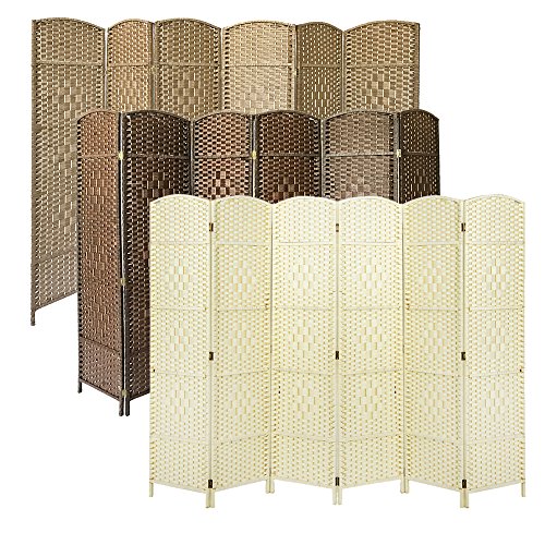 Solid Weave Hand Made Wicker Folding Room Divided Separator Privacy Screen Panel (Beige, 6panel)