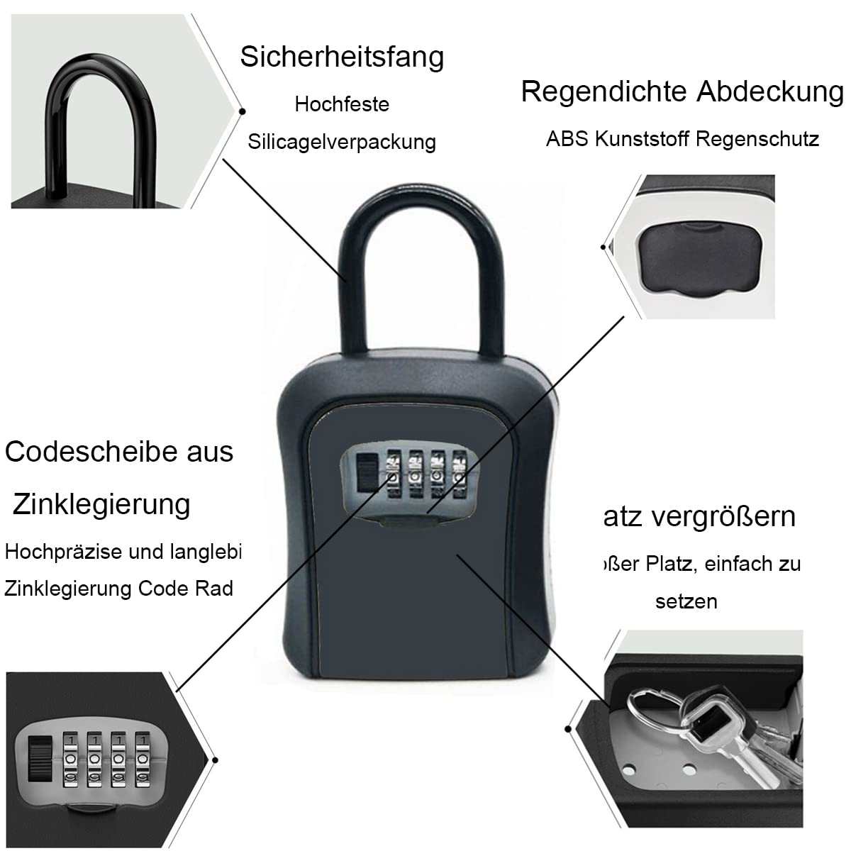 Cassetta Di Sicurezza Per Chiavi - Cassaforte Con Codice 4 Cifre, Impermeabile - Foto 5