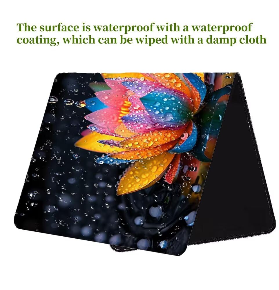 Alfombrilla de Ratón Gaming Loto, Alfombrilla Ratón XXL 1200x600x3mm, Grande Planta Mouse Pad con Bordes Cosidos, Impermeable Base de Antideslizante Caucho Tapete Rato para Oficina Hogar Gaming J-1