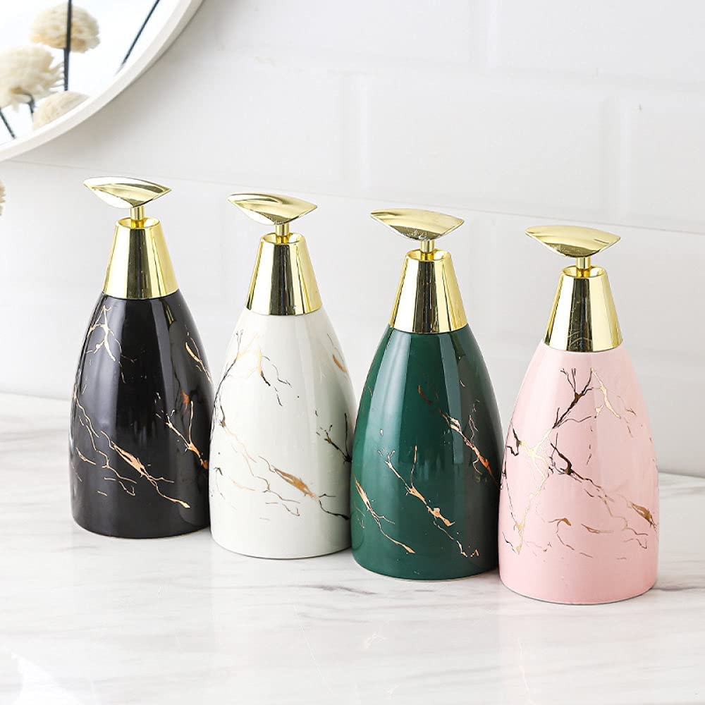 Dispensadores de jabón de encimera, dispensador de jabón de botella recargable para fregadero de cocina, botella dispensadora de lociones mate de cerámica ondulada dorada recargable, botellas de bomba