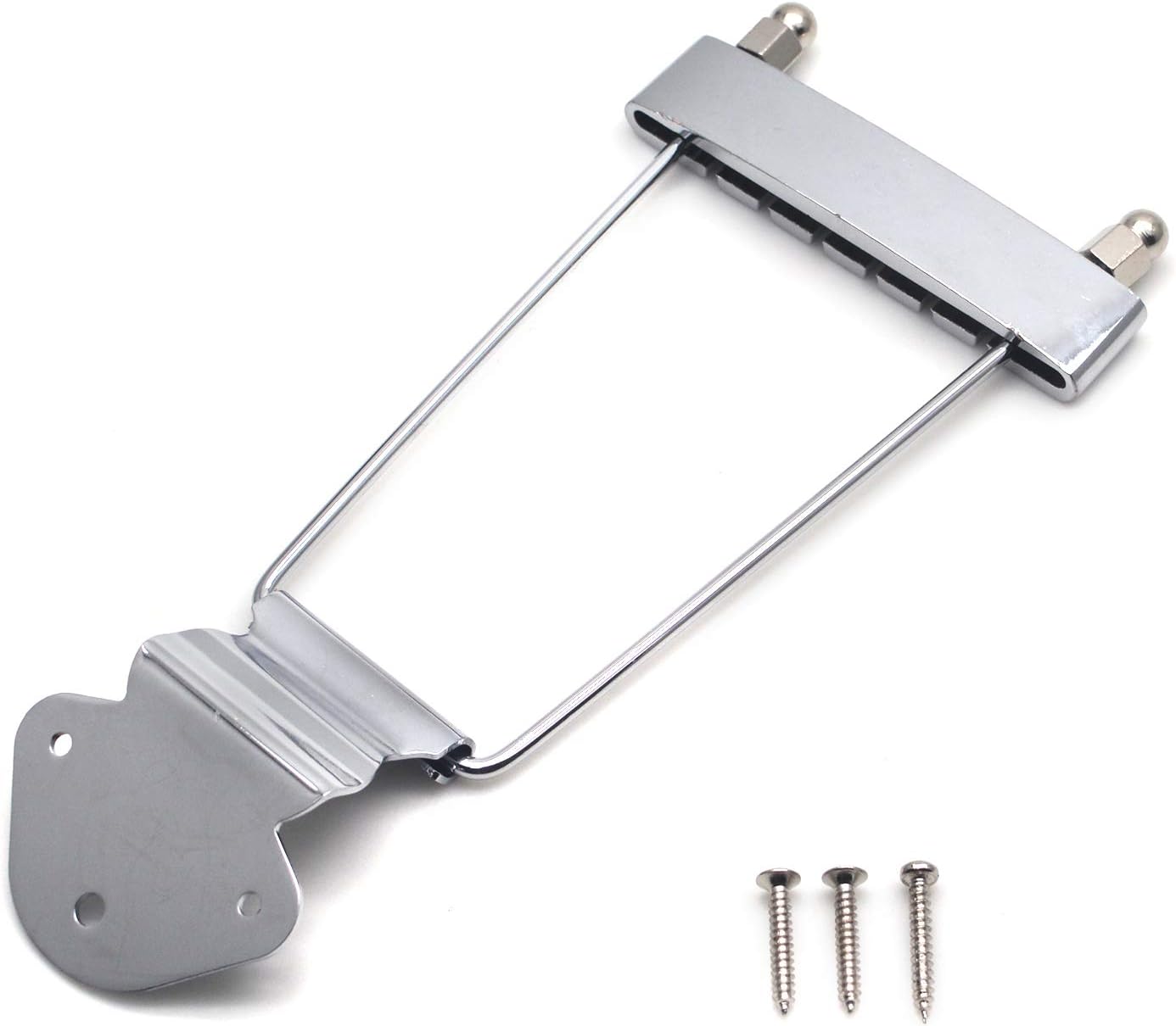 FarBoat 6-String Trapeze Tailpiece Bridge Metal Replacement Accessories for LP Jazz Archtop Guitar with Screws (Silver)