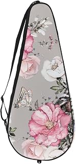 VAPOKF Finch Bird Butterfly on Pink White Rose - Bolsa para raqueta de tenis, funda para raqueta de tenis, bolsa de remo, capacidad para hasta 2 raquetas