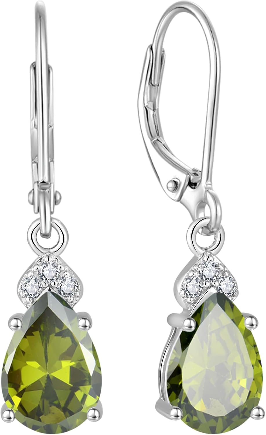FATACI Women Earrings,925 Sterling Silver Dangle Drop Leverback Earrings with 5A Cubic Zirconia Birthstone for Her