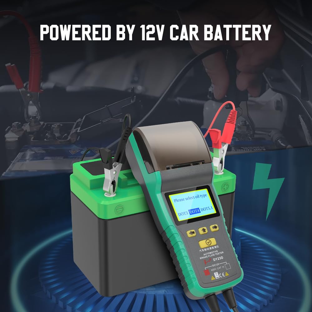 Probador de Líquido Frenos para Coche con Impresora Herramienta Precisa Prueba Contenido Agua Alarma Acústica y Visual Comprobación Vehículos