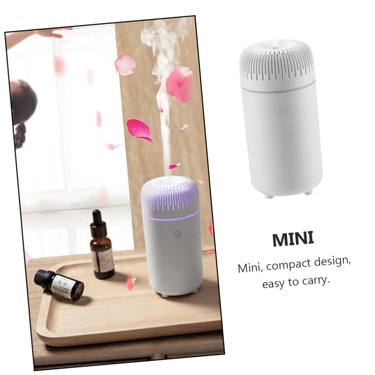 Homoyoyo Difusor de Aromaterapia para Coche Mini Humidificador Ultrasónico Portátil Difusor de Aceite Esencial Silencioso para Ambiente Interior Mejora el Aire y Ambiente Familiar