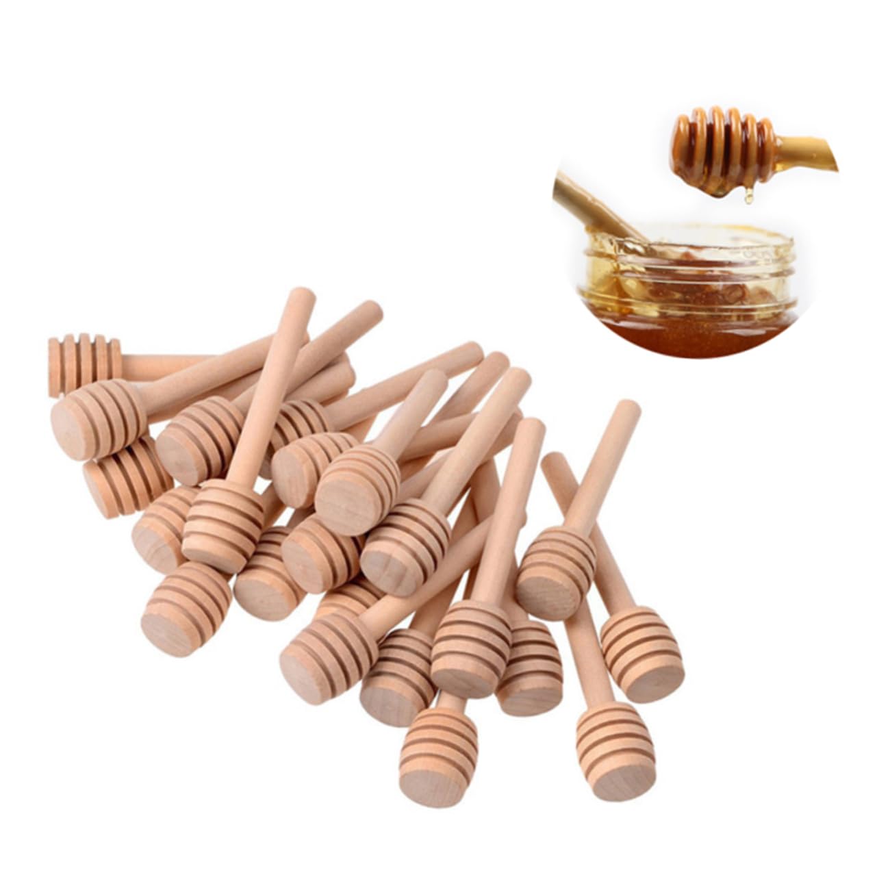 30Pcs Mini Wooden Honey Dipper Sticks Honey Stirring Spoons for Syrup and Viscous Substances Helper