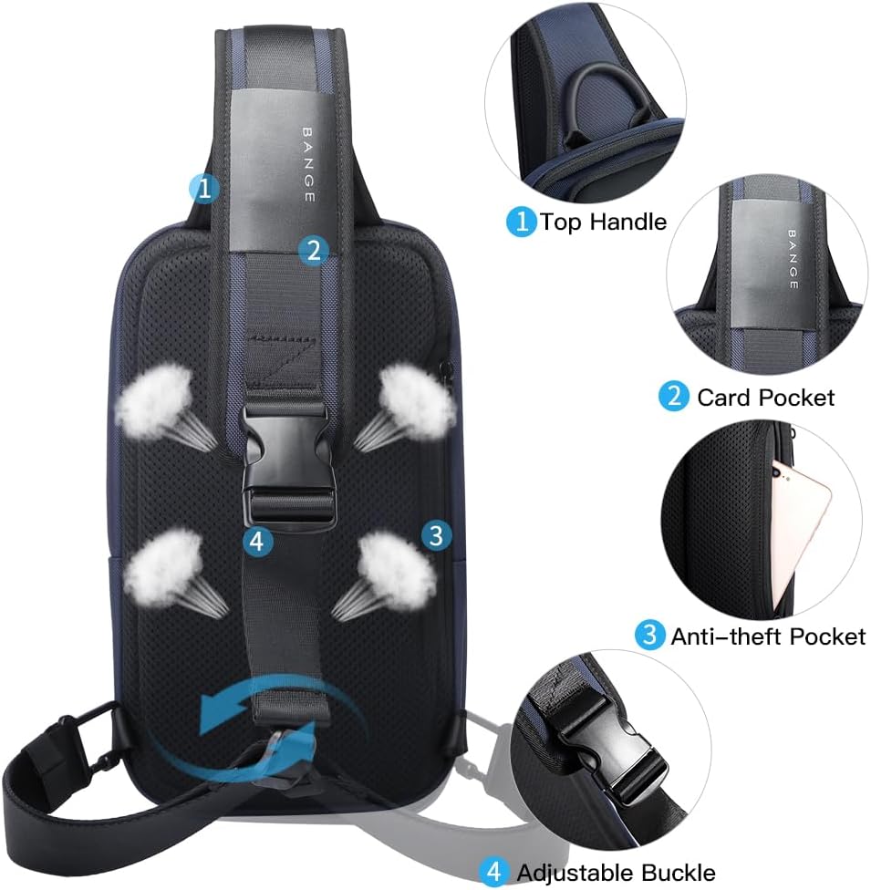 BANGE Men's Crossbody Backpack - Waterproof Shoulder Bag for Travel, Hiking & Daily Commute - Image 4