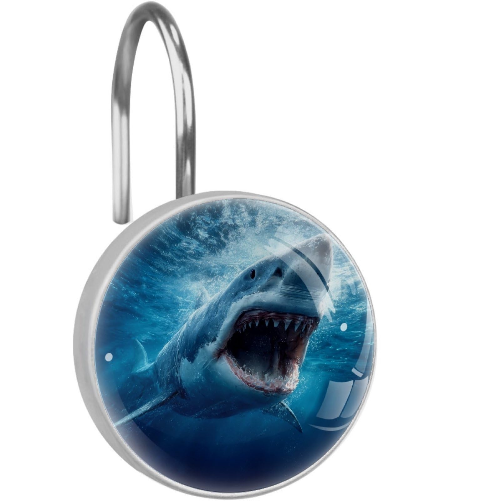 VAPOKF Decorative Shower Curtain Hooks, Shark Rustproof Stainless Steel Shower Curtain Rings for Bathroom, Shower Curtain Hangers for Shower Rod, 12 Pack