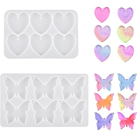 2 Pack Butterfly Heart Silicone Molds Set with Holes - Your Gateway...