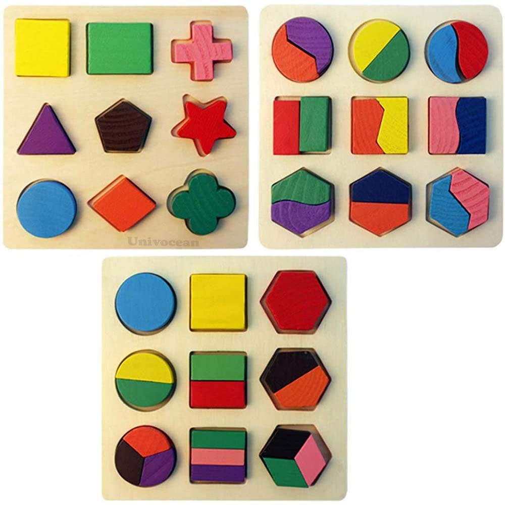 Univocean Wooden Geometric Puzzle Game for Children - Sorting Shape Learning Toys for Children (Pack of 3) (B08XWMQY11) Amazon Price History, Amazon Price Tracker