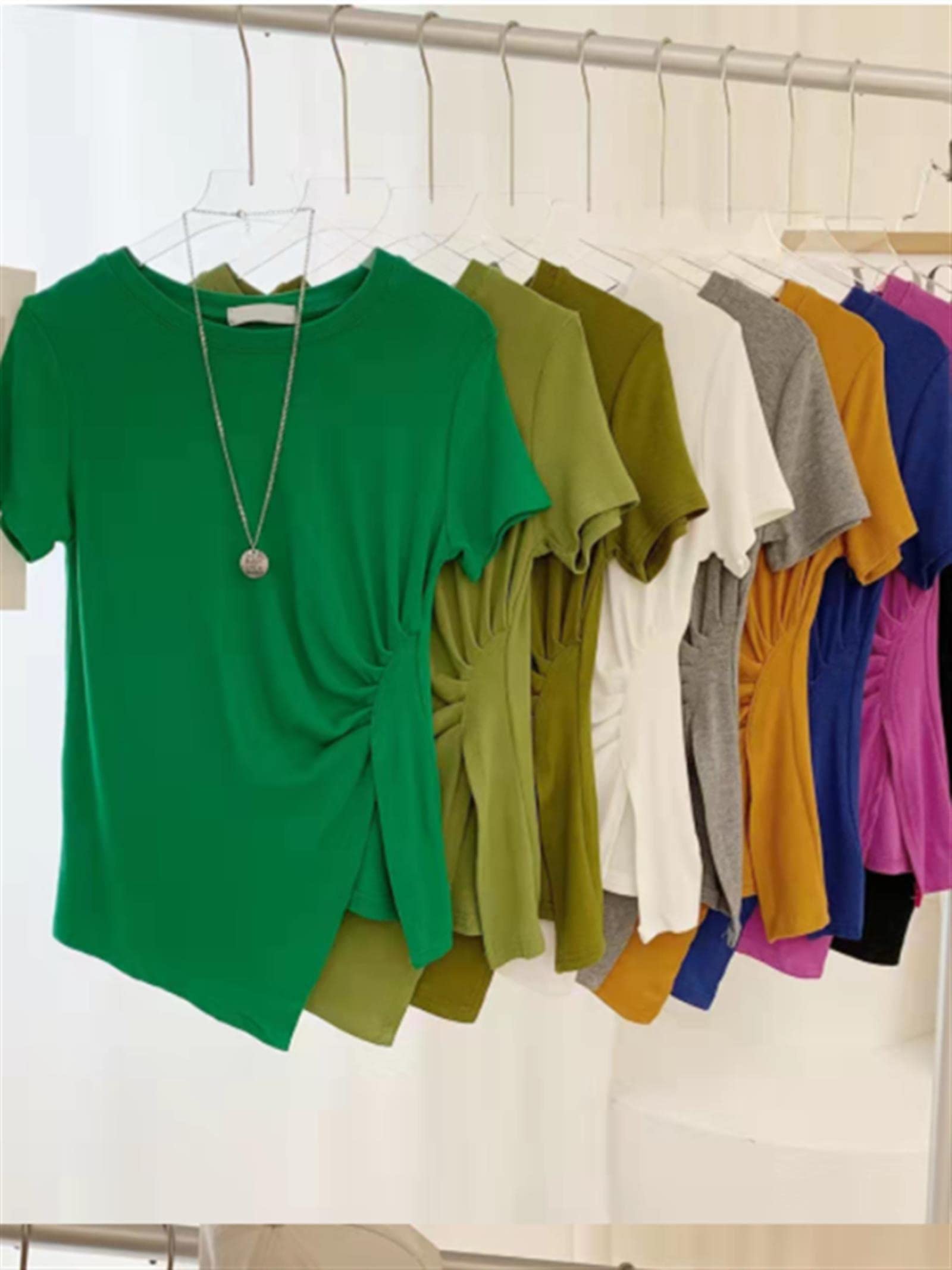Été Femmes T Shirt Filles Oversize T-Shirt Femme Vêtements Tops Coton Imprimé Tshirt Femme Manches Courtes Printemps Tee Sexy-Dragonfruit, Taille Unique