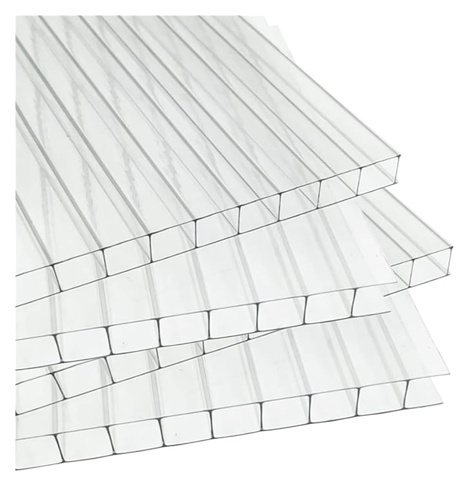 Policarbonato Celular Panel Doble Pared Placa para Invernadero, Transparente,Resistente A UV Placa Alveolar Policarbonato, Transparente, Gran Espesor(4' x 2' x 0.16" 6Pack)