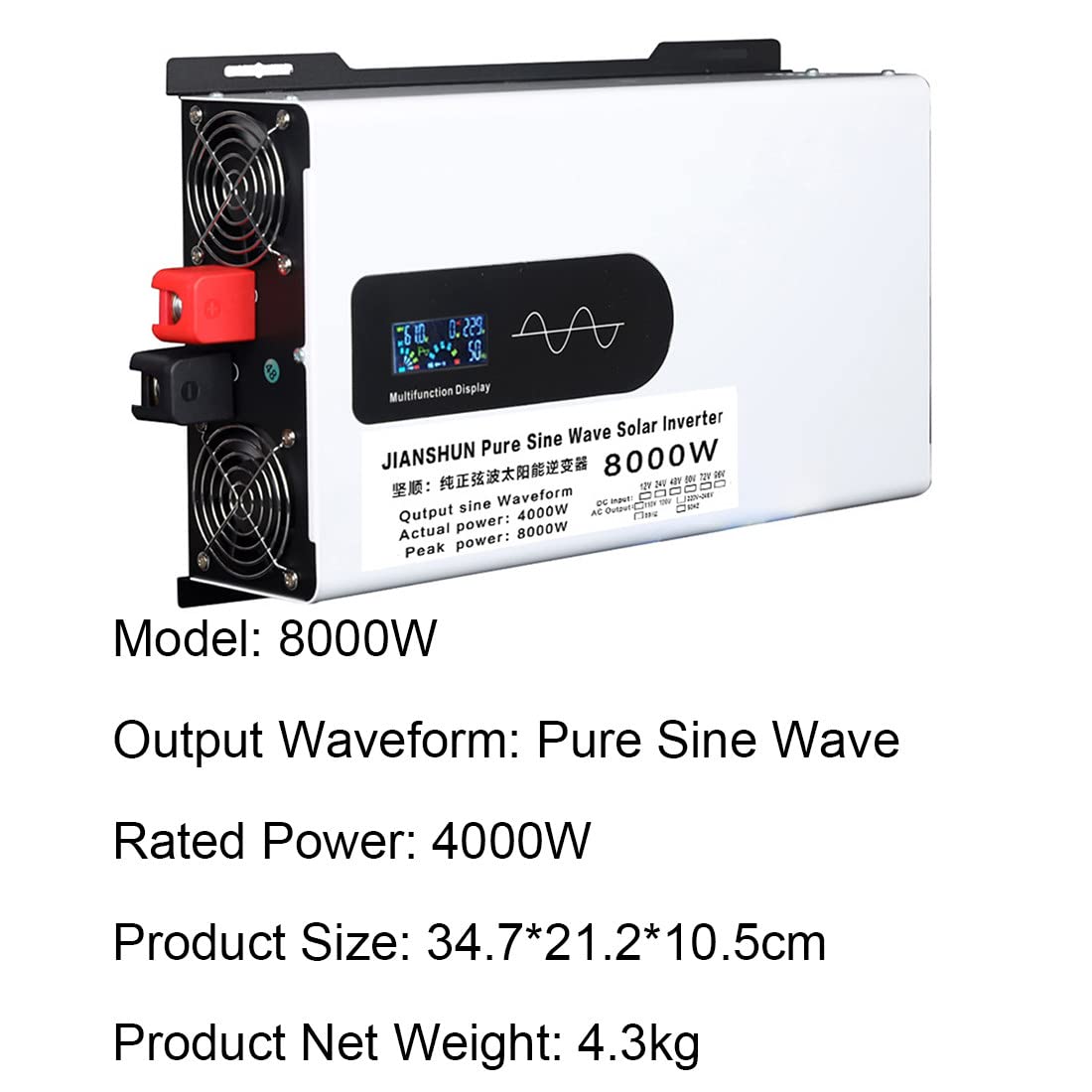 Falownik Czysta Fala Sinusoidalna, 5000W 6000W 8000W 9000W 12000W Konwerter Napięcia Dc 12v 24v 48v 60v 72v 96v Do Ac 220v 230v Przetwornica Napięcia Falownik Sinusoidalny,8000W-48V