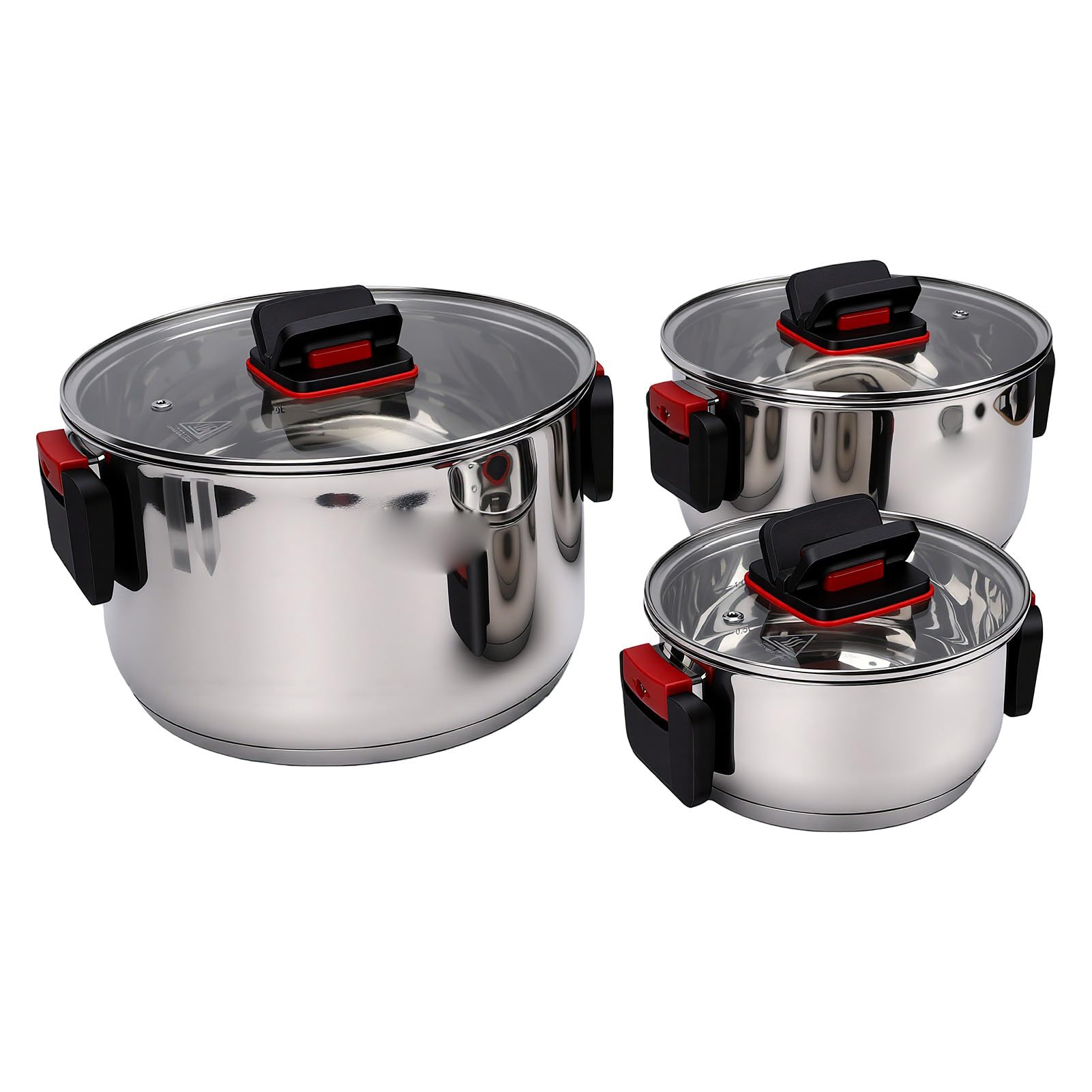 TOPINCN Set di Pentole in Acciaio Inox, Batteria da Antiaderente 3 Pezzi
