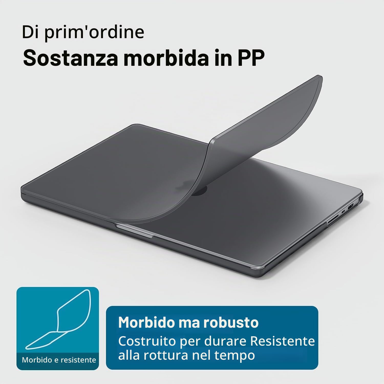 NPUOLS Cover In PP Morbida Per MacBook Pro 14 M4/M3/M2/M1 (2024-2021), Leggero 150g Con Tastiera UE, Nero Opaco - 3
