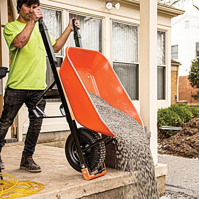 A.M. Leonard 6-Cubic-Foot Steel Tray Wheelbarrows (Steel Handles, Flat-Free Tire)