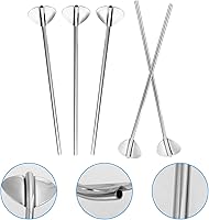 Vista 2 de YARNOW 6 pajitas de cuchara de acero inoxidable para beber cucharas reutilizables de metal para cóctel, pajitas para beber, mezclar y revolver