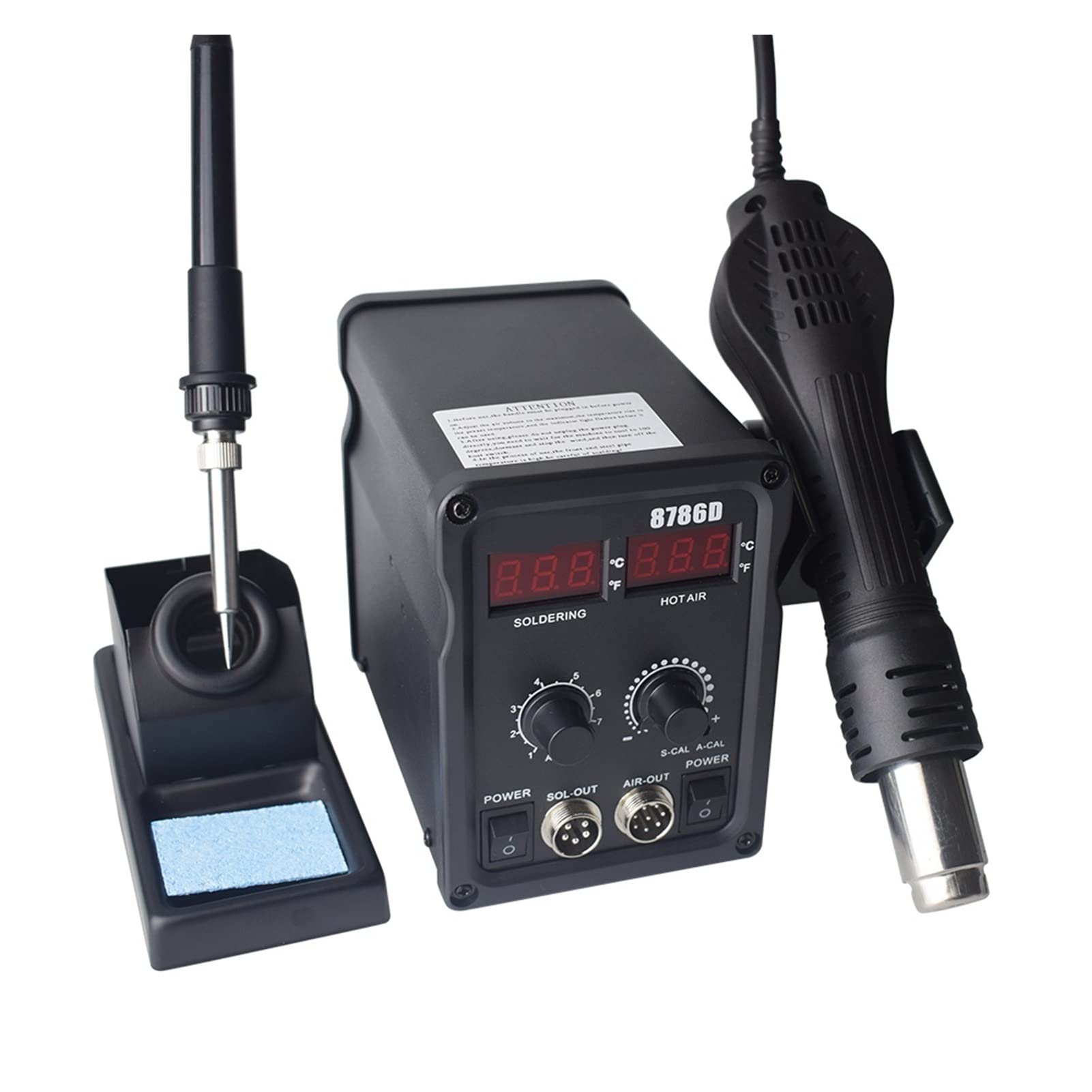 Stazione Saldante, 750W 2 in 1 SMD Equipaggiamento Rework Station 8786D Gun di aria calda + ferro saldato