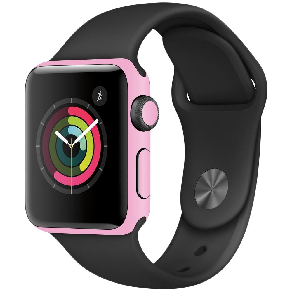 MightySkins Skin Compatible with Apple Watch Series 2 38mm - Solid Pink | Protective, Durable, and Unique Vinyl Decal wrap Cover | Easy to Apply, Remove, and Change Styles | Made in The USA