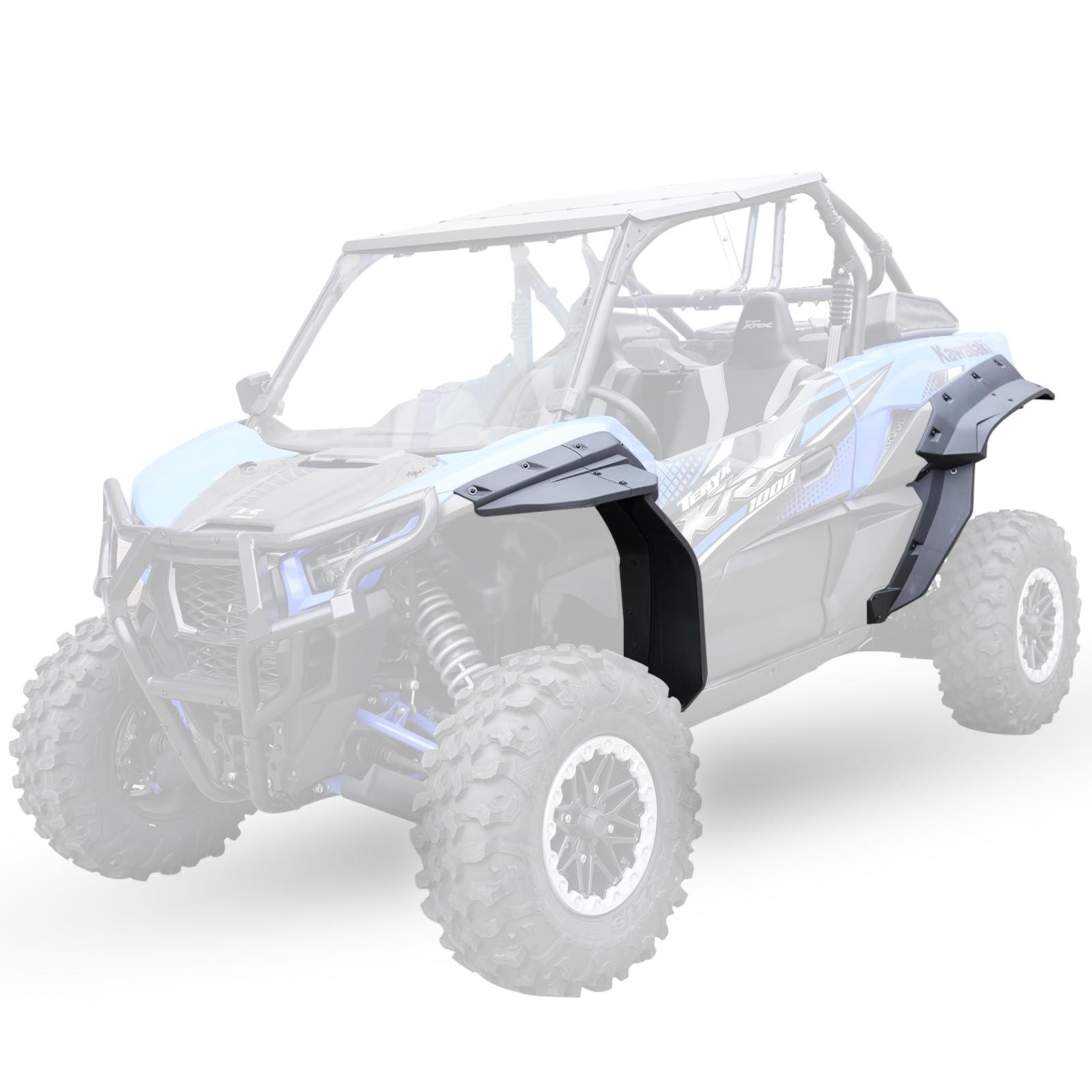KIWI MASTER Widened Fender Flares Extended Compatible with 2020-2024 Kawasaki Teryx KRX 1000 Accessories Replace OEM # 99994-1324 Front & Rear Extensions Mud Flaps Guards