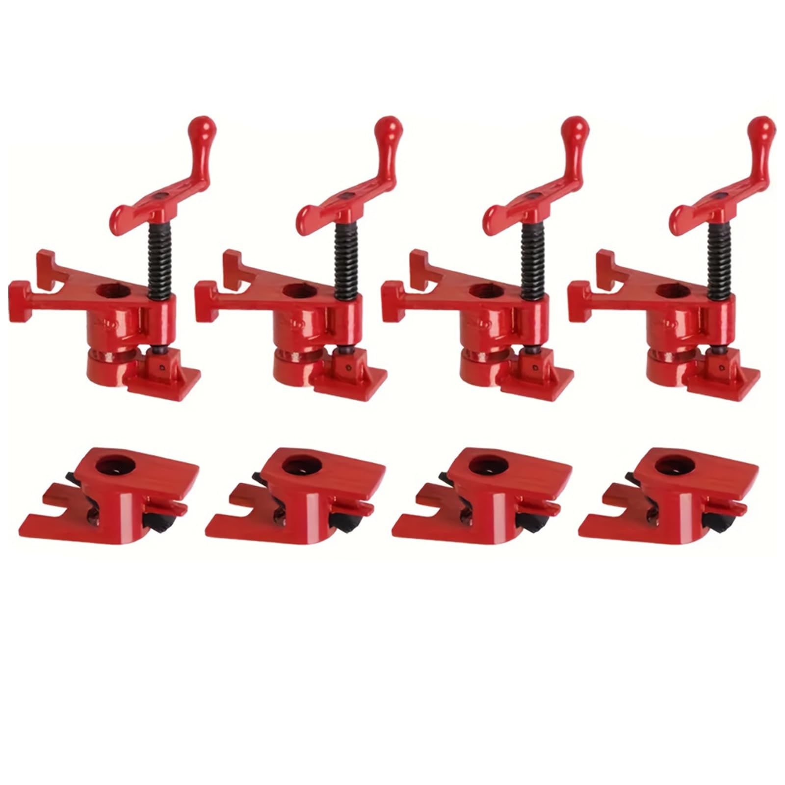 4 Pack 3/4 Inches Pipe Clamp,Heavy Duty Bar Clamps Cast Iron Quick Release Pipe Clamp Tools for Metalworking,Woodworking and Frame Assembly,Red