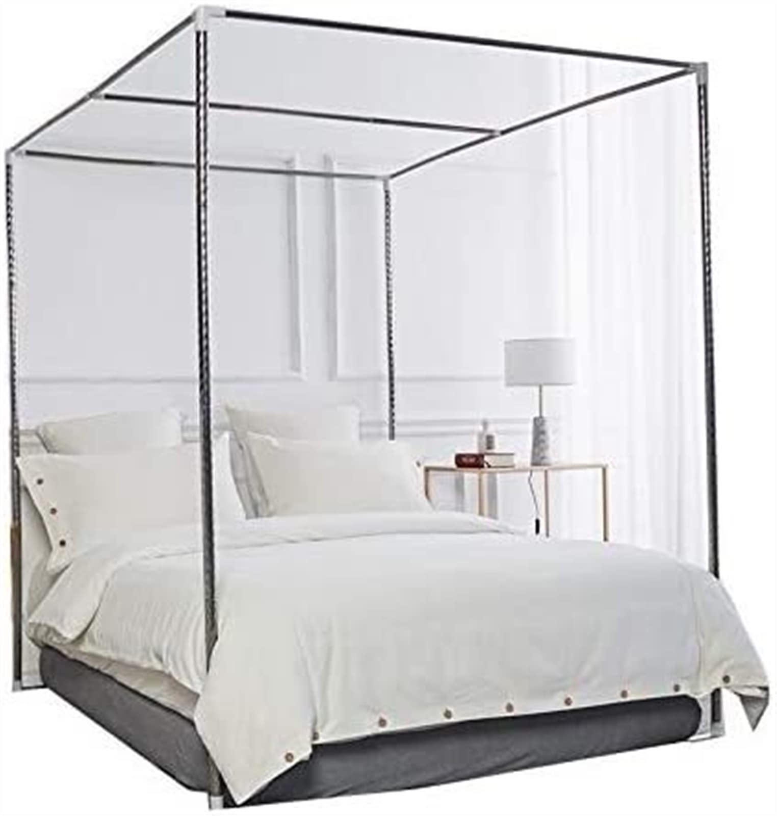 GJMSSMY Bed Canopies Frame,Stainless Steel Mosquito Netting Bracket, Adjustable Canopy Frame for Twin/Full/Queen/King Beds, 4 Corner Bed Stand, 22mm Color, 1.8x2.2m Size, Ultimate Bug Prot