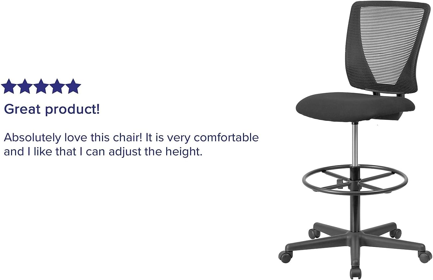 Flash Furniture Mid-Back Mesh Drafting Chair, Black