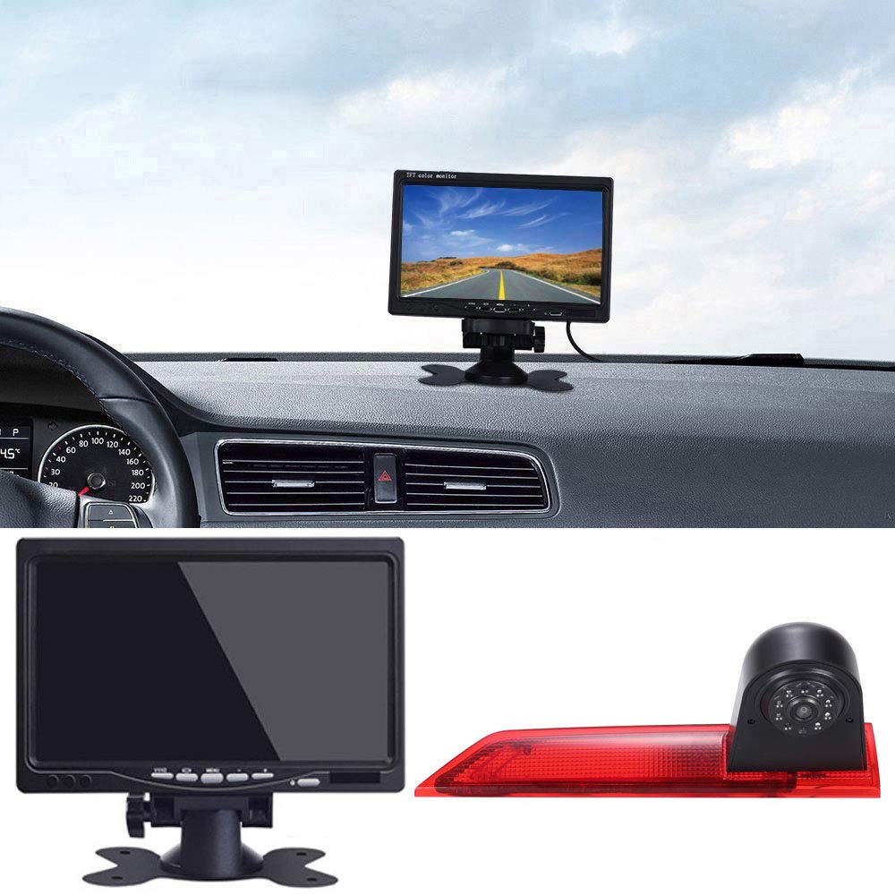 Zestaw kamer HD z wyświetlaczem LCD o przekątnej 7", wodoszczelny, szeroki kąt widzenia, światło hamowania, kamery cofania do Ford Transit Custom 2012-2016