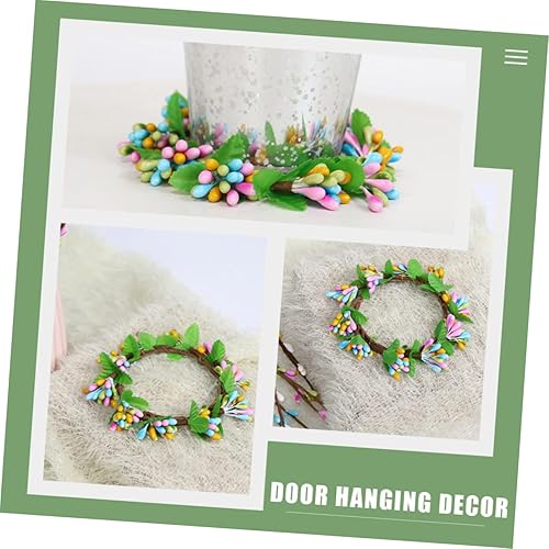 Miniatura 3 de 4 coronas de velas de Pascua para decoración de mesa, portavelas de bayas de primavera, encantadores adornos florales para fiestas en el hogar y