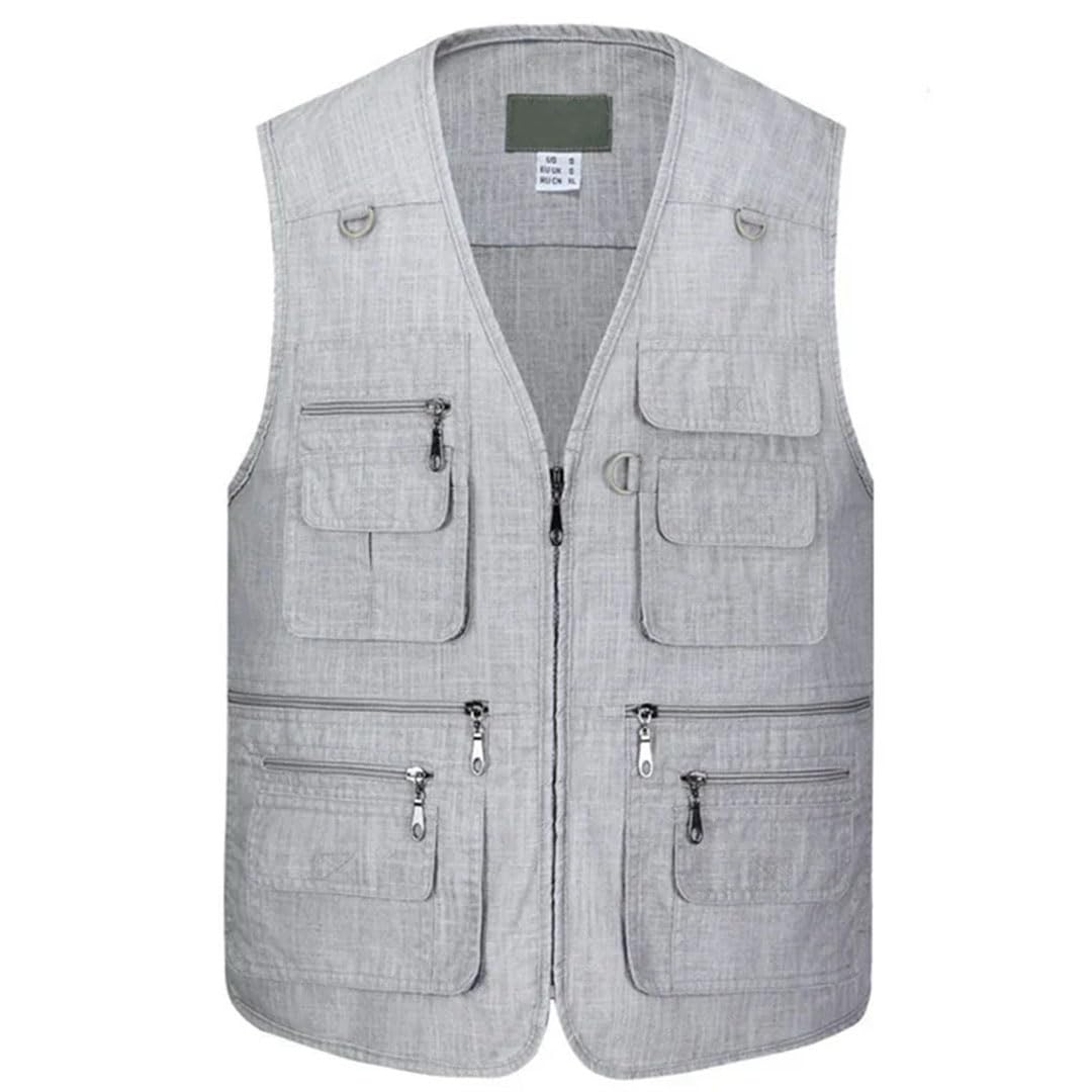 Chaleco clásico con múltiples bolsillos para hombre, chaqueta de fotógrafo sin mangas con muchos bolsillos