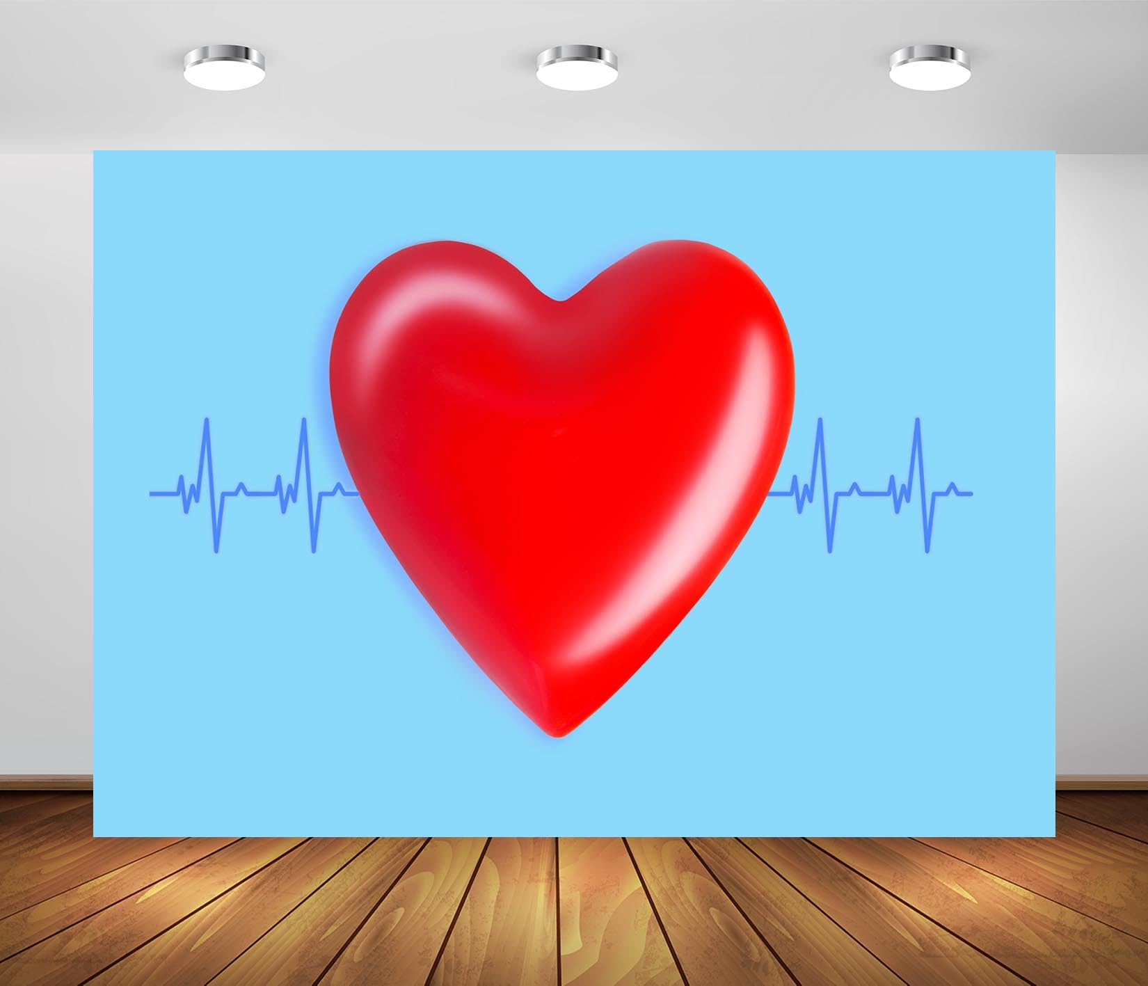 Loccor 7x5ft Fabric Heartbeat Red Heart Backdrop Red Heartbeat Curve Medical Theme Photography Background Doctor and Nurse Party Decorations Photo