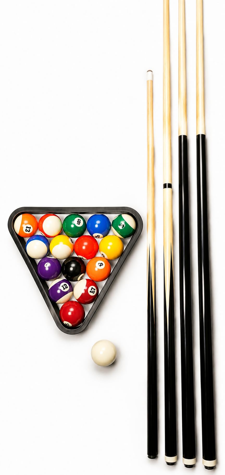 John West Billard Einsteiger Set mit 4 Queues, 57 mm Kugeln, Triangel | Poolbillard Komplettset, Für Familien, Für Kinder, Für Freizeitspieler