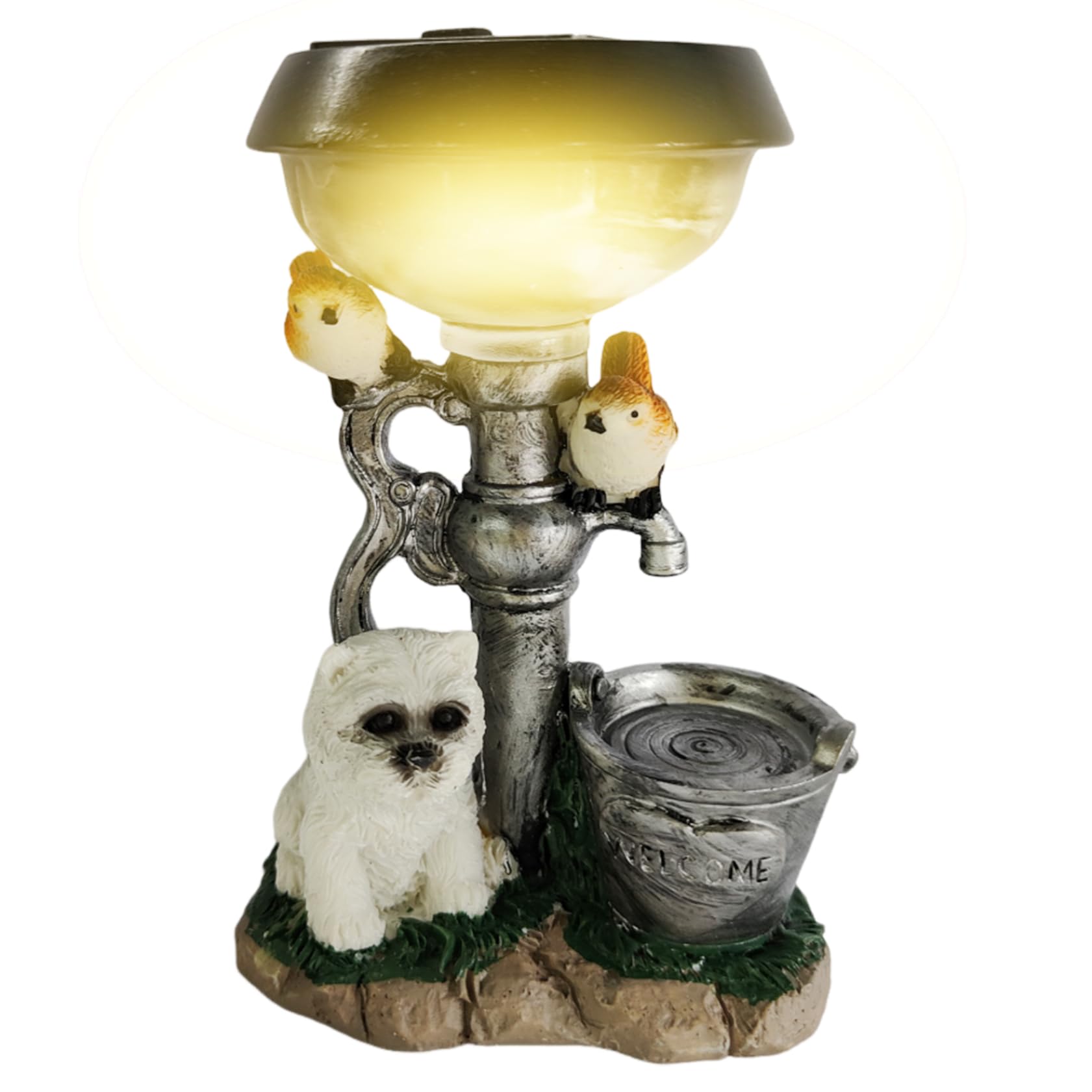 Statue de chien de résine à éclairage solaire, le cadeau idéal pour embellir un jardin