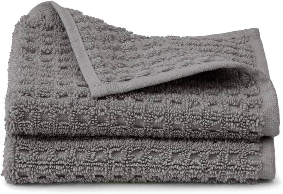 BOLL & BRANCH Turkish Waffle Washcloth Set - Shore - 100% Organic Turkish Cotton - Lightweight Soft Absorbent Luxury Spa Washcloths with Waffle Weave Texture - Quick Dry Set of 2