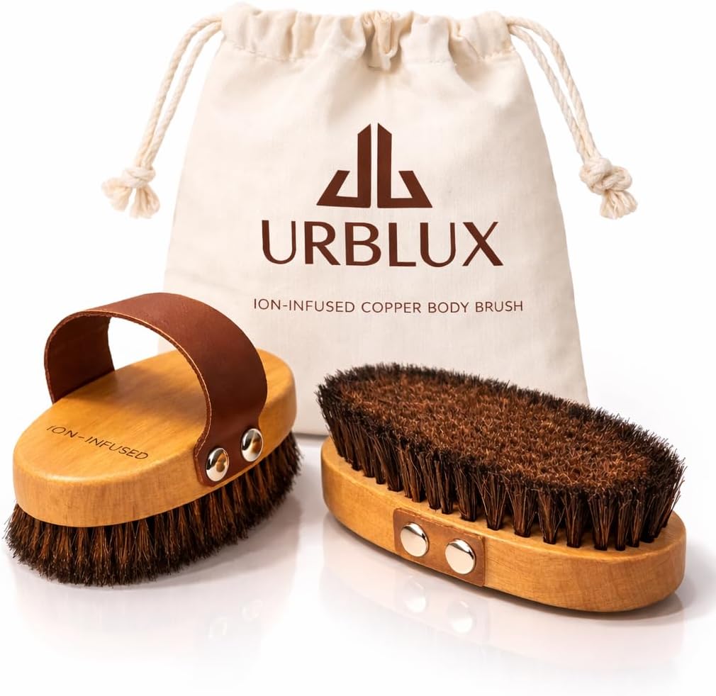Copper Body Brush for Dry Brushing – Natural Ion Infused Exfoliating Brush for Lymphatic Drainage, Detox,Cellulite Massage & Smooth Glowing Skin