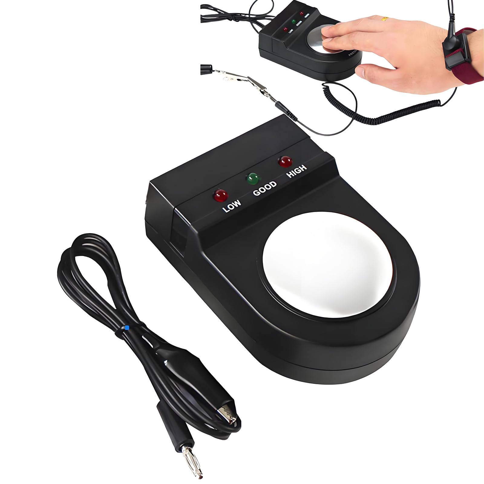 ESD-Armbandtester,Erdungsmessung Für Antistatische Armbänder Mit Warnleuchten Und -Summer.Kompatibel Mit Allen Kabelgebundenen Armbändern,die Den Antistatik-Standards Entsprechen.Sicher Präzise