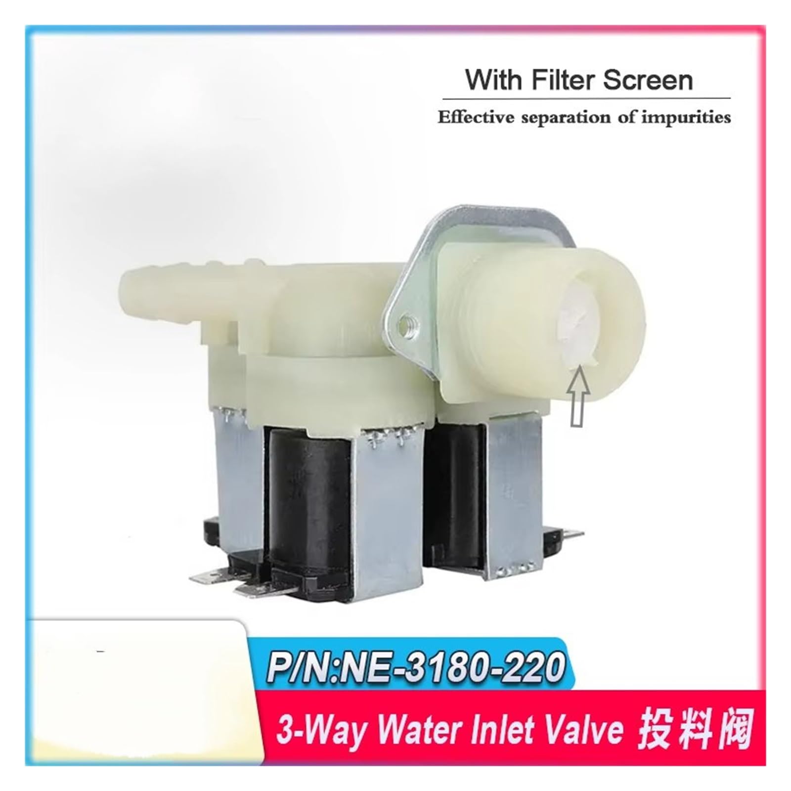 Elettrovalvola Universale 220 V-240 V Lavatrice Lavatrice Parti Di Elettrovalvola Elettrica 3 Vie Ingresso Acqua 4 Pz