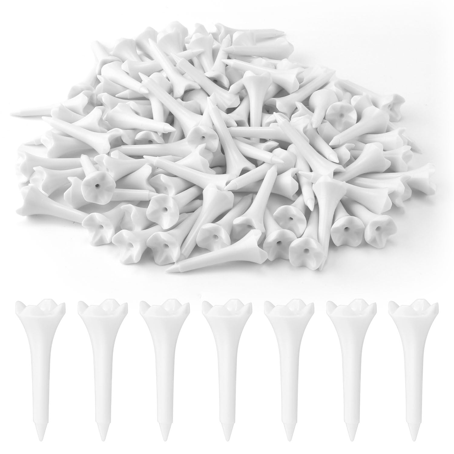 100pcs Plastic Golf Tees, 1 1/2 Inch 4-Prong Golf Tees Short Golf Mat Tees High Visibility Practice Small Golf Tees for Irons Par Threes Driving Range Hybrids Golf Training Accessories