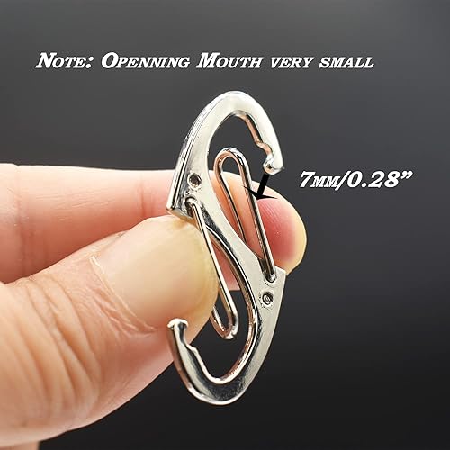 Miniatura 2 de Mosquetón pequeño de 1.6 pulgadas (1.614 in) de metal de doble cara para puerta de resorte, ganchos a presión, accesorios de cierre de llavero