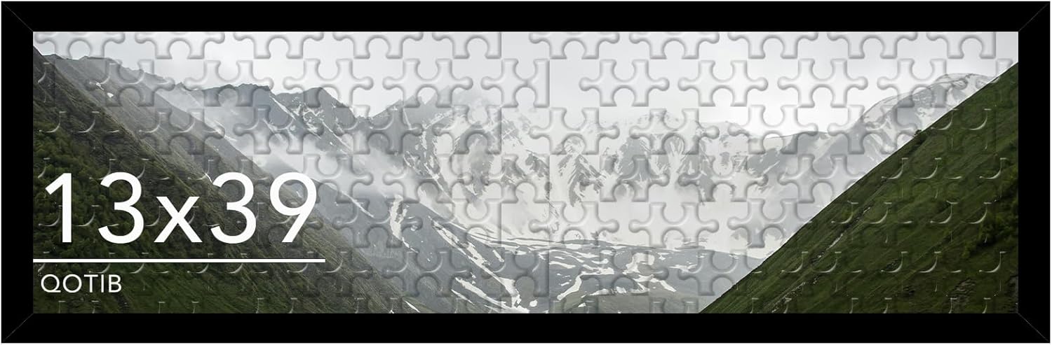 Wood 13x39 Puzzles Frame Black for Wall Hanging, 13 x 39 Picture Frame Poster Photo Frame for Wall Horizontally or Vertically, Black, 1 Pack 1 13x39