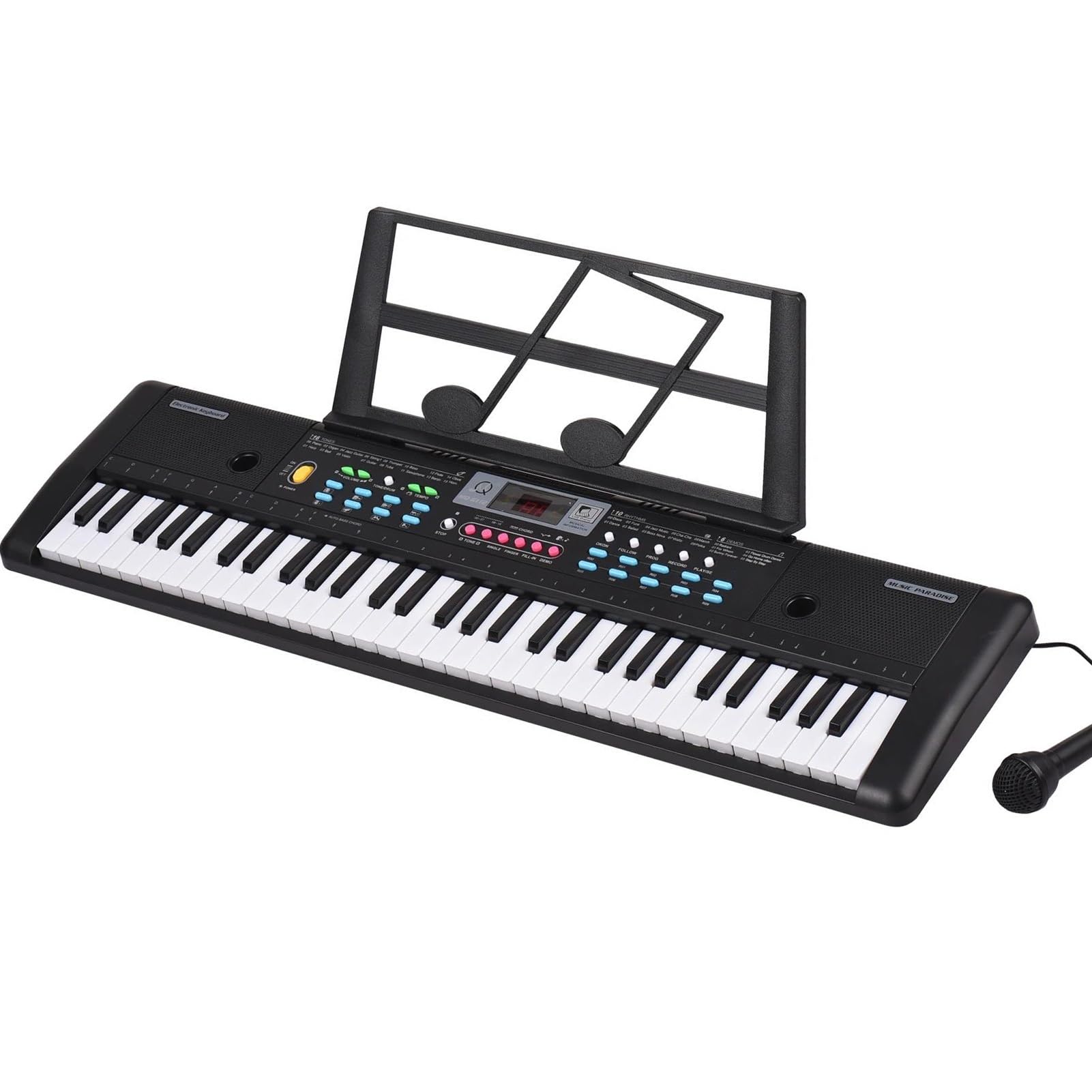 Elektronische Tastatur Für Erwachsene 61 Tasten USB Elektronische Orgel Mit Mikrofon Schwarz Digitale Musik Elektronische Tastatur Display Mit 16 Töne 10 Rhythmen