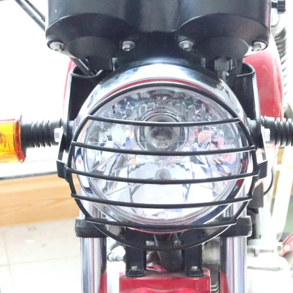 Generisch Motorrad Scheinwerfer 7 Zoll Motorrad Universal Vintage Scheinwerferschutz Retro Abdeckung Runde Scheinwerferabdeckung Scheinwerferblenden