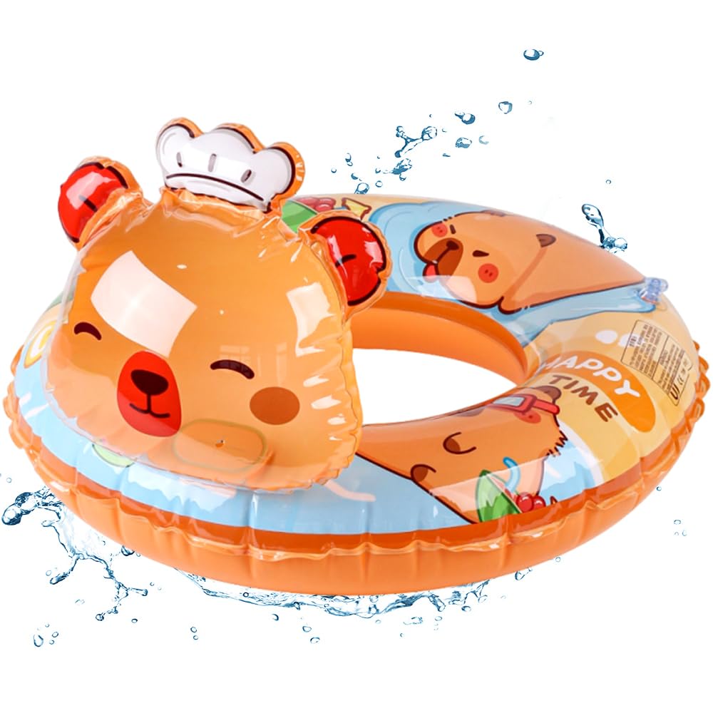 WFKKMEQ Capybara Swim Rings Inflatable Floats Rings for Kids, Capybara Swimming Ring Inflatable Pool Floats Swimmings Pools Float Toy Swim Ring for Kids Water Sports Swimmings Pools