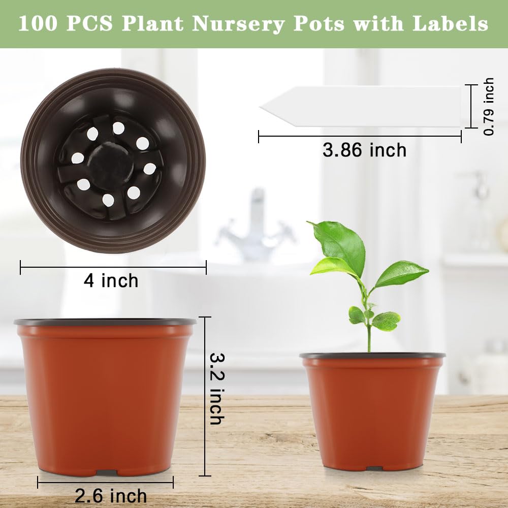 Amazon.com: Bluckincle 100 Pcs Plant Nursery Pots, 4 Inch Small